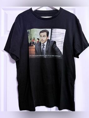Black Graphic Short-Sleeve Tee with TV Quote Print